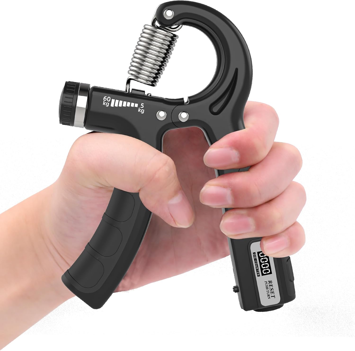 Adjustable Hand Grip Strengthener , 5-60KG Resistance, Compact Portable Grip Trainer for Muscle Fitness