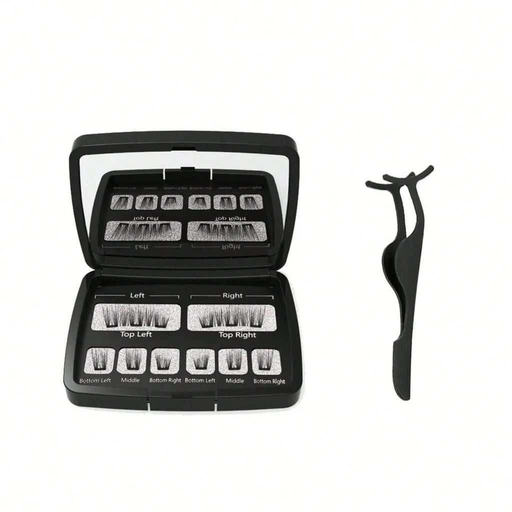 Magnetic Eyelashes Natural Look (No Eyeliner Needed) 3 Magnets Magnets Clusters Double Strips Clip On Easy Reusable (Very Natura